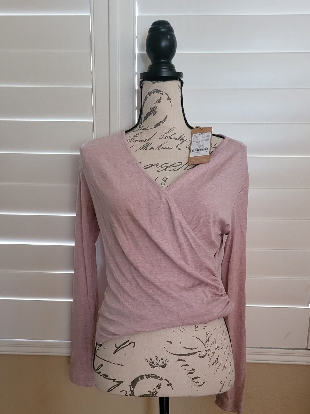 OGL Dusty Pink Wrap-Front Long Sleeve Top